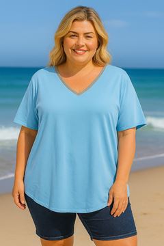 Picture of CURVY GIRL V NECK COTTON T SHIRT